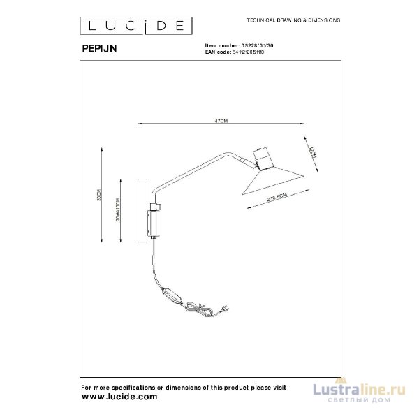 Бра Lucide Pepijn 05228/01/30