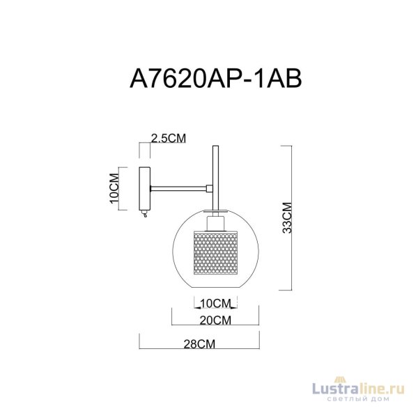 Бра Arte Lamp Manchester A7620AP-1AB Бра Arte Lamp Manchester A7620AP-1AB