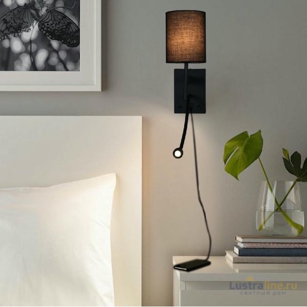 Бра Reluce 86210-9.2-001KT LED3W+E14 BK Бра Reluce 86210-9.2-001KT LED3W+E14 BK