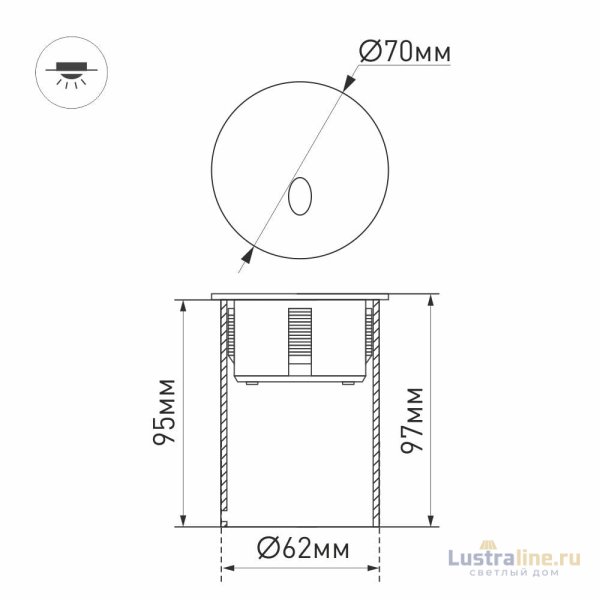 Светильник для ступеней Arlight LT-GAP-R70-3W Warm3000 025737 Светильник для ступеней Arlight LT-GAP-R70-3W Warm3000 025737