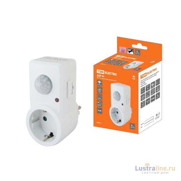 Датчик движения инфракрасный TDM Electric розеточный ДДР-01 SQ0324-0027