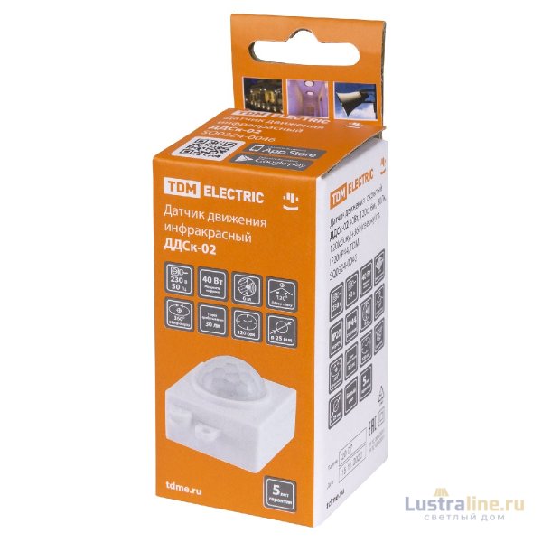 Датчик движения инфракрасный TDM Electric ДДСк-02 SQ0324-0046 Датчик движения инфракрасный TDM Electric ДДСк-02 SQ0324-0046