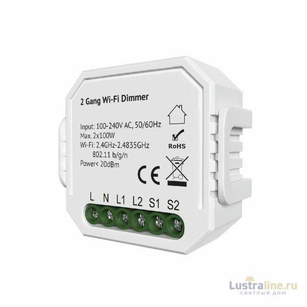 Двухканальное Wi-Fi реле-диммер Denkirs Relay RL1004-DM/1