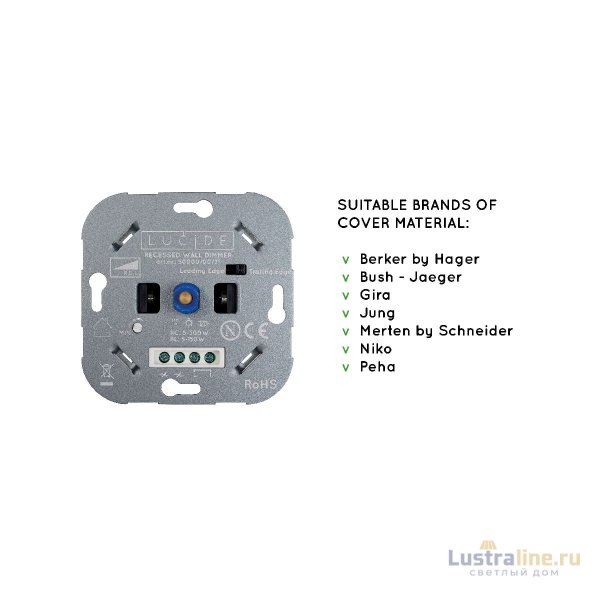Диммер Lucide Recessed Wall Dimmer Nl 50000/00/31