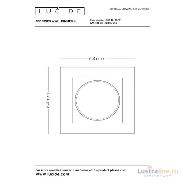 Диммер Lucide Recessed Wall Dimmer Nl 50000/00/31