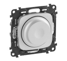 Светорегулятор Legrand Valena Allure поворотный без нейтрали алюминий 752960