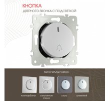 Кнопка дверного звонка с подсветкой Arte Milano 202.37-1.silver