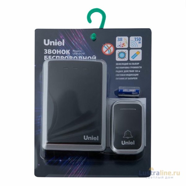 Беспроводной звонок Uniel UDB-017W-R1T1-38S-150M-BL/SL UL-00011374