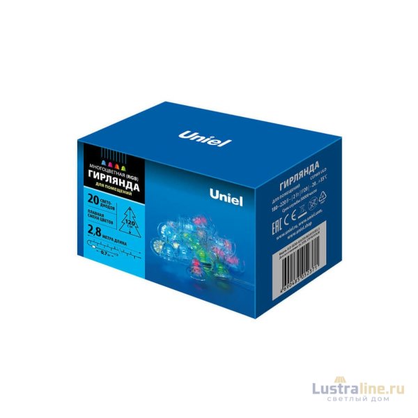 Светодиодная гирлянда (07919) Uniel Колокольчики 220V разноцветный ULD-S0280-020/DTA RGB IP20 BELLS