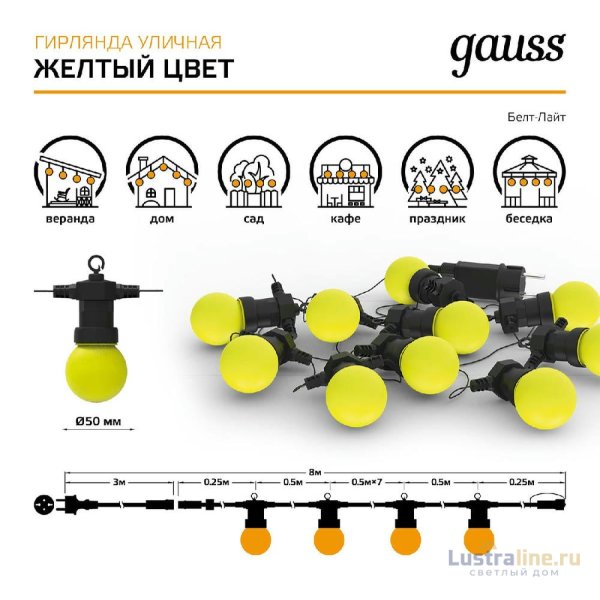 Светодиодная гирлянда белт-лайт Gauss Holiday HL065 Светодиодная гирлянда белт-лайт Gauss Holiday HL065