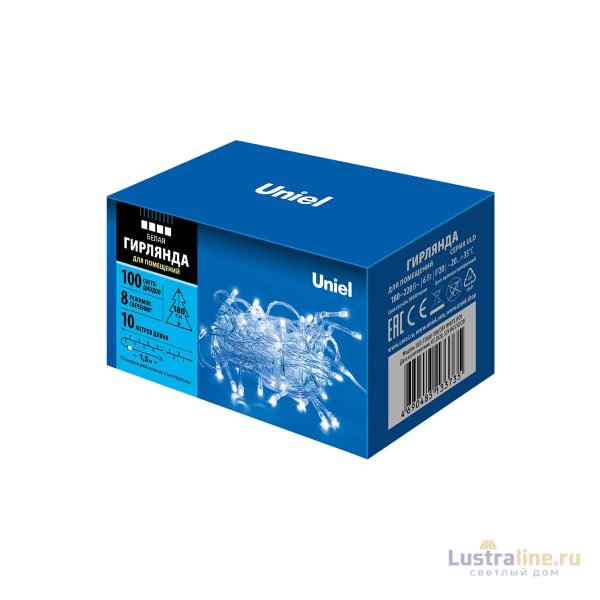 Светодиодная гирлянда (UL-00007201) Uniel 220V белый ULD-S1000-100/DTA White IP20 Светодиодная гирлянда (UL-00007201) Uniel 220V белый ULD-S1000-100/DTA White IP20