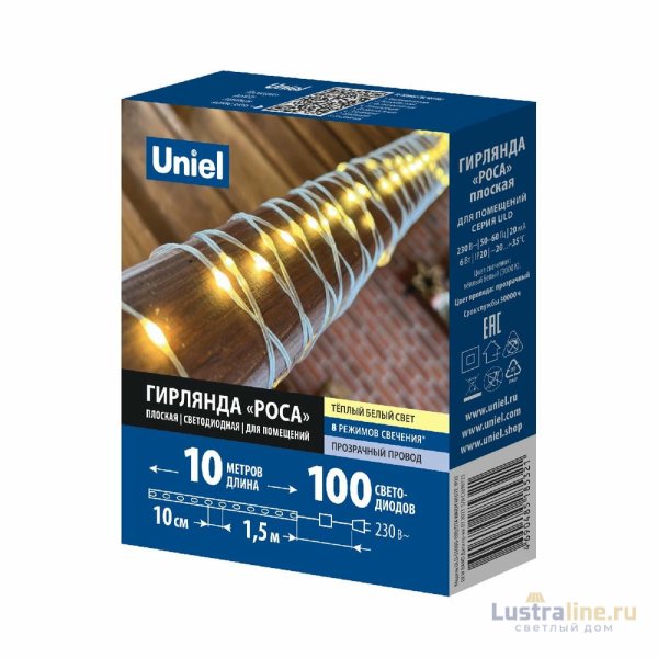 Гирлянда Uniel ULD-S1000-100/DTA WARM WHITE IP20 DEW BAND UL-00011306