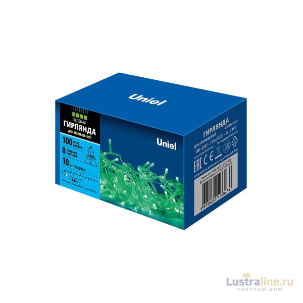 Светодиодная гирлянда (UL-00007198) Uniel 220V зеленый ULD-S1000-100/DTA Green IP20 Светодиодная гирлянда (UL-00007198) Uniel 220V зеленый ULD-S1000-100/DTA Green IP20