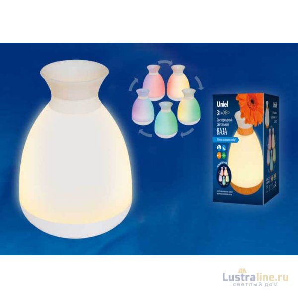 Фигурка светодиодная от аккумулятора «Ваза» 17x12см (UL-00004545) Uniel ULD-R200 LED/100Lm/3000K/RGB White Фигурка светодиодная от аккумулятора «Ваза» 17x12см (UL-00004545) Uniel ULD-R200 LED/100Lm/3000K/RGB White