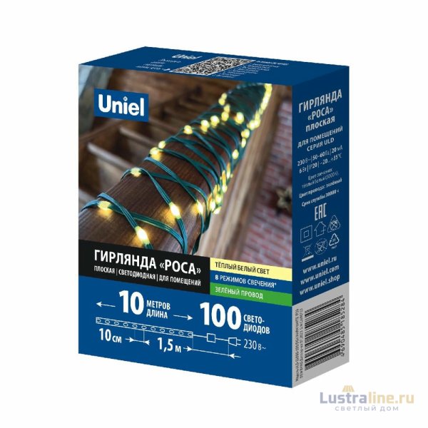 Гирлянда Uniel ULD-S1000-100/DGA WARM WHITE IP20 DEW BAND UL-00011303