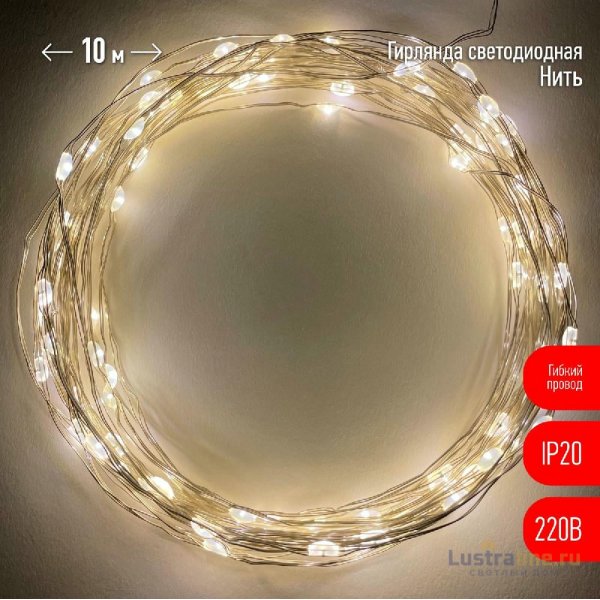 Гирлянда нить теплый свет ЭРА ENIN -10NW Б0047964