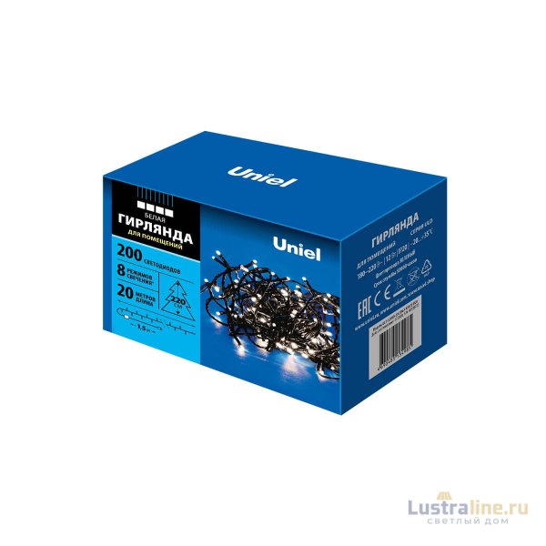Светодиодная гирлянда Uniel (UL-00007309) белый ULD-S2000-200/DGA White IP20
