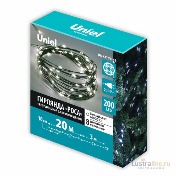 Гирлянда Роса Uniel ULD-S2000-200/DGA WHITE IP20 DEW UL-00012078