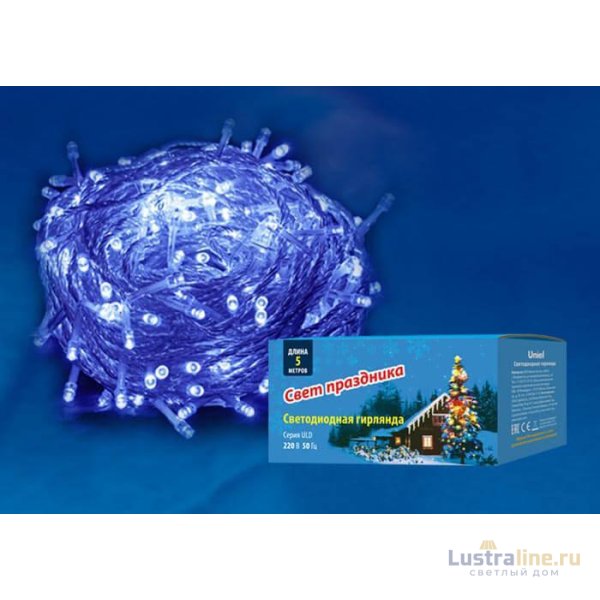 Светодиодная гирлянда (UL-00005253) Uniel 220V синий ULD-S0500-050/DTA Blue IP20 Светодиодная гирлянда (UL-00005253) Uniel 220V синий ULD-S0500-050/DTA Blue IP20