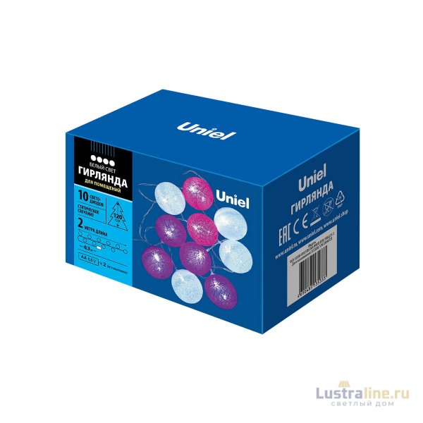 Светодиодная гирлянда Uniel Клубки (UL-00007341) белый ULD-S0200-010/STB/2AA White IP20 Tangles-1 Светодиодная гирлянда Uniel Клубки (UL-00007341) белый ULD-S0200-010/STB/2AA White IP20 Tangles-1