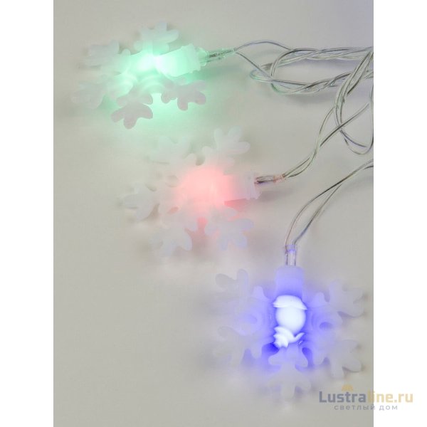 Светодиодная гирлянда (07936) Uniel Снежинки 220V разноцветный ULD-S0700-050/DTA MULTI IP20 SNOWFLAKES-3