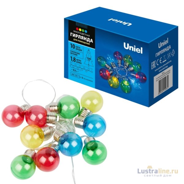 Гирлянда Uniel ULD-S1800-010/STB/3AA MULTI IP20 BULBS