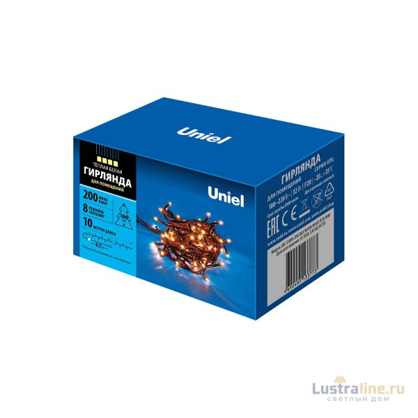 Светодиодная гирлянда Uniel (UL-00007190) теплый белый UDL-S1000-200/DGA Warm White IP20 mini Светодиодная гирлянда Uniel (UL-00007190) теплый белый UDL-S1000-200/DGA Warm White IP20 mini
