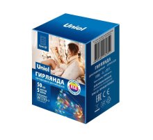 Светодиодная гирлянда Uniel Роса разноцветный ULD-S0500-050/DTB/3AA/RC RGB IP20 Dew UL-00007248