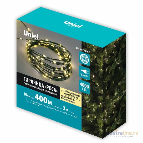 Гирлянда Роса Uniel ULD-S40000-4000/DGA WARM WHITE IP20 DEW UL-00012094 Гирлянда Роса Uniel ULD-S40000-4000/DGA WARM WHITE IP20 DEW UL-00012094