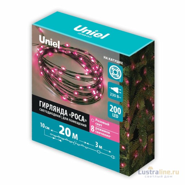 Гирлянда Роса Uniel ULD-S2000-200/DGA PINK IP20 DEW UL-00012081 Гирлянда Роса Uniel ULD-S2000-200/DGA PINK IP20 DEW UL-00012081
