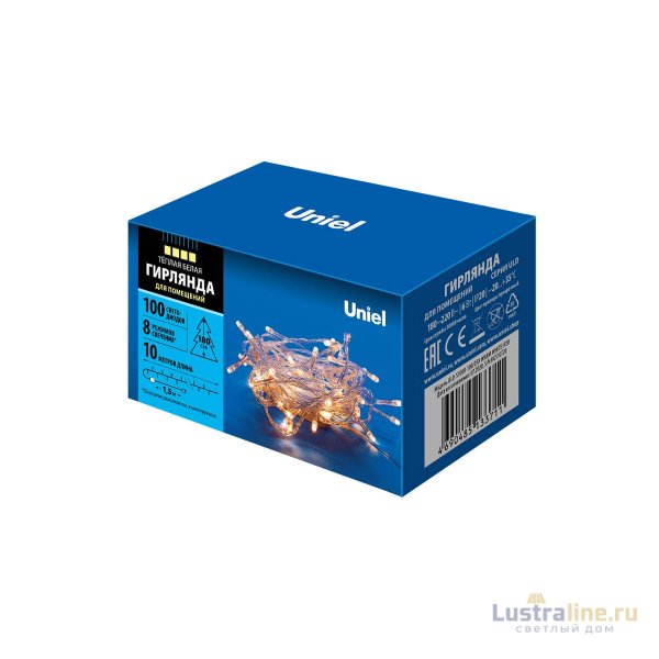 Светодиодная гирлянда Uniel (UL-00007200) теплый белый ULD-S1000-100/DTA Warm White IP20 Светодиодная гирлянда Uniel (UL-00007200) теплый белый ULD-S1000-100/DTA Warm White IP20