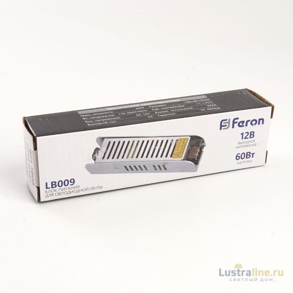 Трансформатор для светодиодной ленты Feron LB009 60Вт 12В IP20 48008