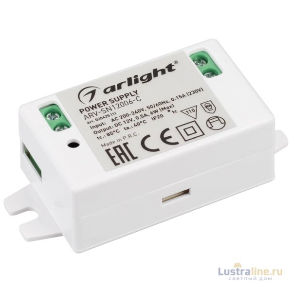 Блок питания Arlight ARV-SN12006-C (12V, 0.5A, 6W) 020425(1)