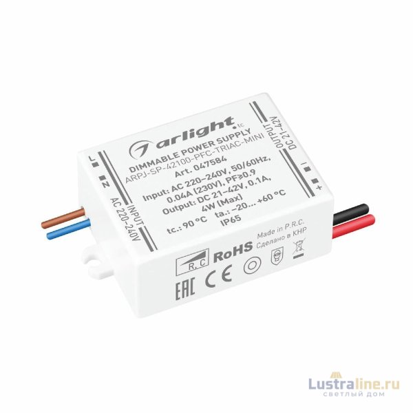 Блок питания Arlight ARPJ-SP-42100-PFC-TRIAC-MINI (4W, 21-42V, 100mA) 047584
