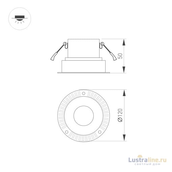 Корпус встраиваемого светильника Arlight Plurio-Base-Built-Trimless-R120 031705 Корпус встраиваемого светильника Arlight Plurio-Base-Built-Trimless-R120 031705