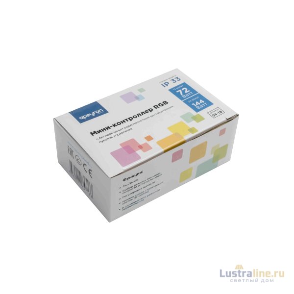 Мини-контроллер RGB Apeyron 12/24В 72/144Вт 3 канала*2 А RF пульт 04-18