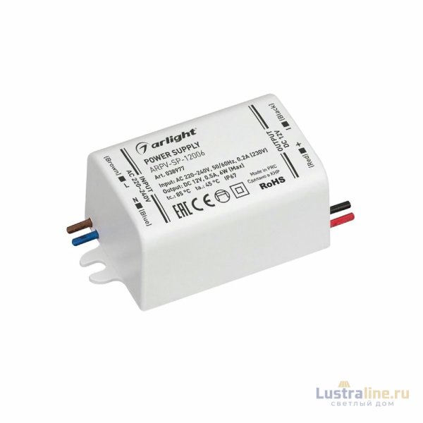 Блок питания Arlight ARPV-SP-12006 (12V, 0.5A, 6W) 038977 Блок питания Arlight ARPV-SP-12006 (12V, 0.5A, 6W) 038977