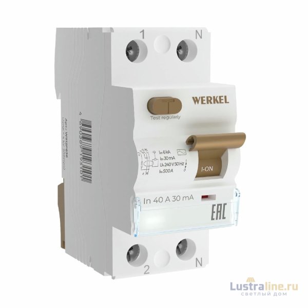Устройство защитного отключения 1P+N 40 A 30 mА АС 6 kА Werkel W912P406 4690389193101 a062443