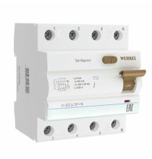 Устройство защитного отключения 3P+N 63 A 30m А АС 6 kА Werkel W914P636 4690389193200 a062566