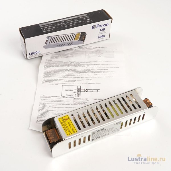 Трансформатор для светодиодной ленты Feron LB009 60Вт 12В IP20 48008