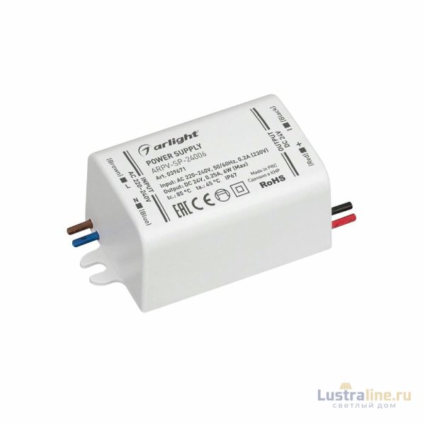 Блок питания Arlight ARPV-SP-24006 (24V, 0.25A, 6W) 039671 Блок питания Arlight ARPV-SP-24006 (24V, 0.25A, 6W) 039671