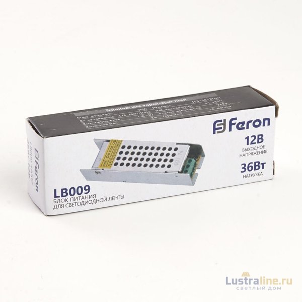 Блок питания для светодиодной ленты Feron LB009 12V 36W IP20 3A 176-264В 48007