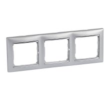 Рамка 3-постовая Legrand Valena алюминий/серебряный штрих 770353