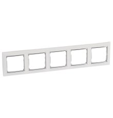 Рамка 5-постовая Legrand Valena белая/серебряный штрих 770495