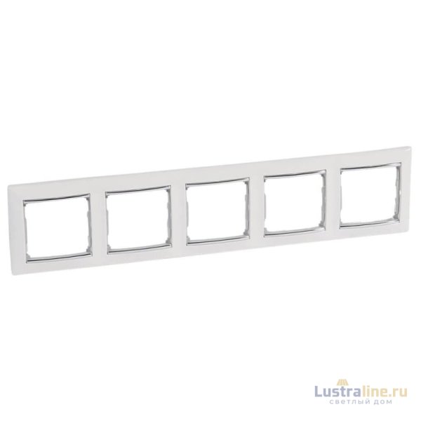 Рамка 5-постовая Legrand Valena белая/серебряный штрих 770495