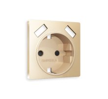 Лицевая панель для розетки с/з со шторками 2USB A+A Ambrella Volt Alfa AP6090