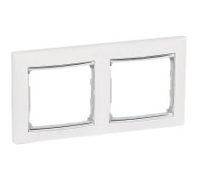 Рамка 2-постовая Legrand Valena белая/серебряный штрих 770492