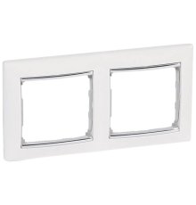 Рамка 2-постовая Legrand Valena белая/серебряный штрих 770492