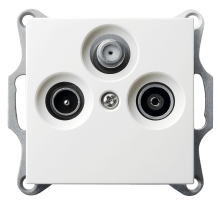 Розетка TV-FM-SAT Jasmart проходная с накладкой белый глянцевый G6207W