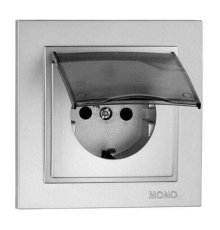 Розетка с заземлением с крышкой Mono Electric Despina 16А 250В серебро 102-212121-118
